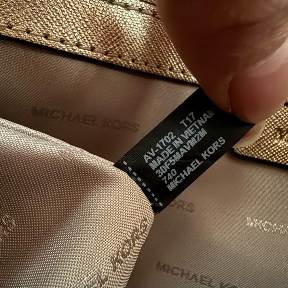 Michael Kors Metallic Gold Satchel with Logo Charm - Picture 4 of 4